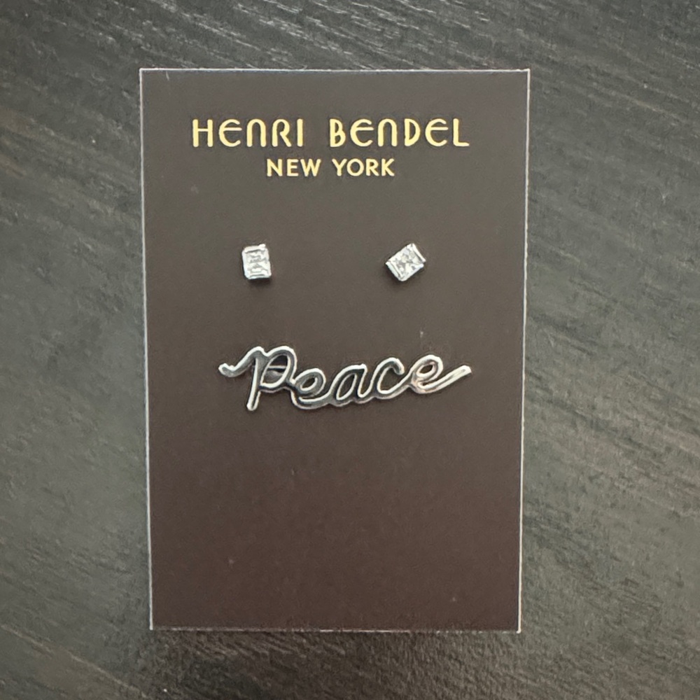 Henri Bendel Silver Peace Earrings Set